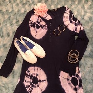 Raviya Navy Tie Dye Long Sleeve Dress